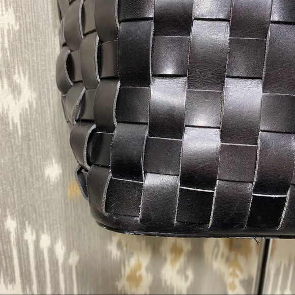 Ralph Lauren Black Calf Leather Basketweave Shopper Tote Hand Bag - Picture 16 of 16